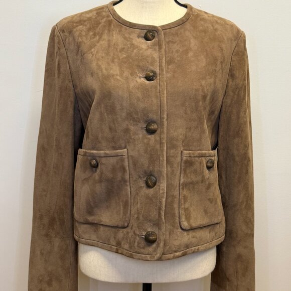 Veronica Beard 100% Lamb Leather Brown Jacket - Picture 3 of 8